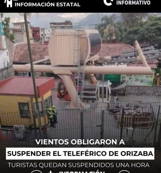 Vientos obligan a suspender el Teleférico de Orizaba; turistas quedan suspendidos una hora