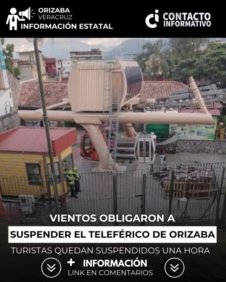 Vientos obligan a suspender el Teleférico de Orizaba; turistas quedan suspendidos una hora