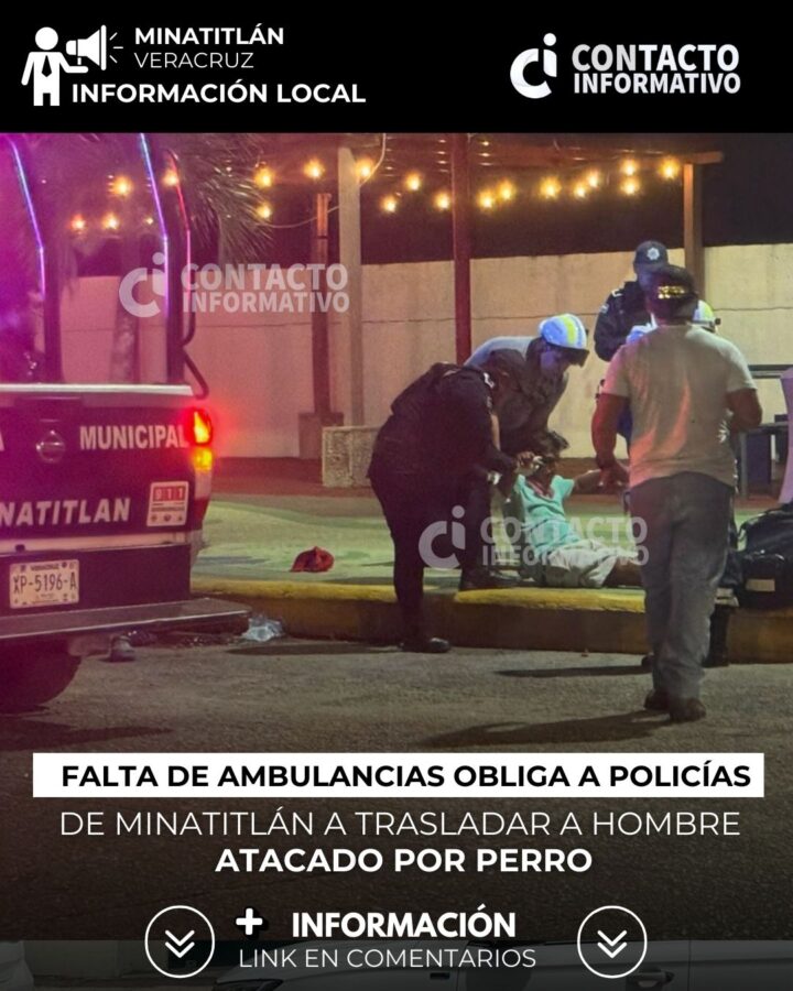(+VIDEO) Falta de ambulancias obliga a policías de Minatitlán a trasladar a hombre atacado por perro