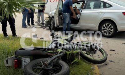 Motociclista sufre aparatoso accidente en el Bulevar Instituto Tecnológico