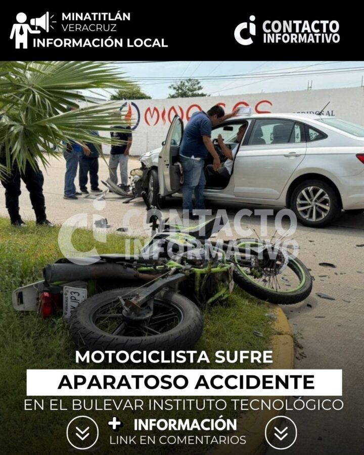 Motociclista sufre aparatoso accidente en el Bulevar Instituto Tecnológico