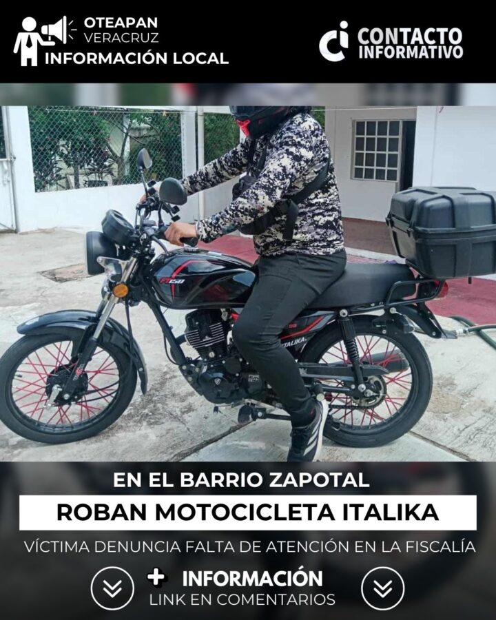 R0b@n motocicleta Italika en el barrio Zapotal; víct¡m@ denuncia falta de atención en la Fiscalía