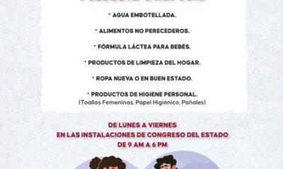 *Abre Congreso Centro de Acopio para apoyar a damnificados del norte del estado*