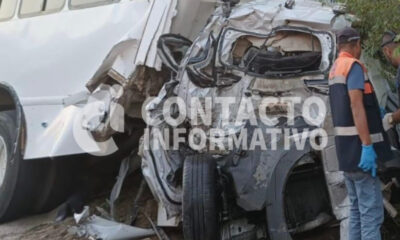 Tráiler embiste a auto y lo proyecta contra autobús en la Transístmica; varios lesionados