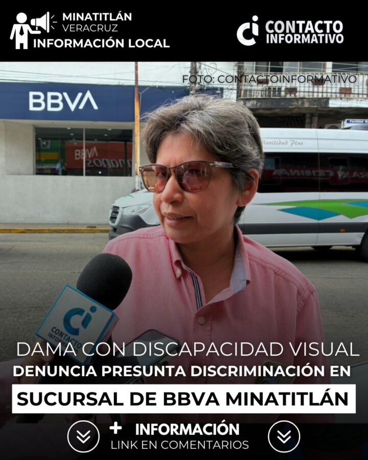 (+VIDEO) Dama con discapacidad visual denuncia presunta discriminación en sucursal de BBVA Minatitlán