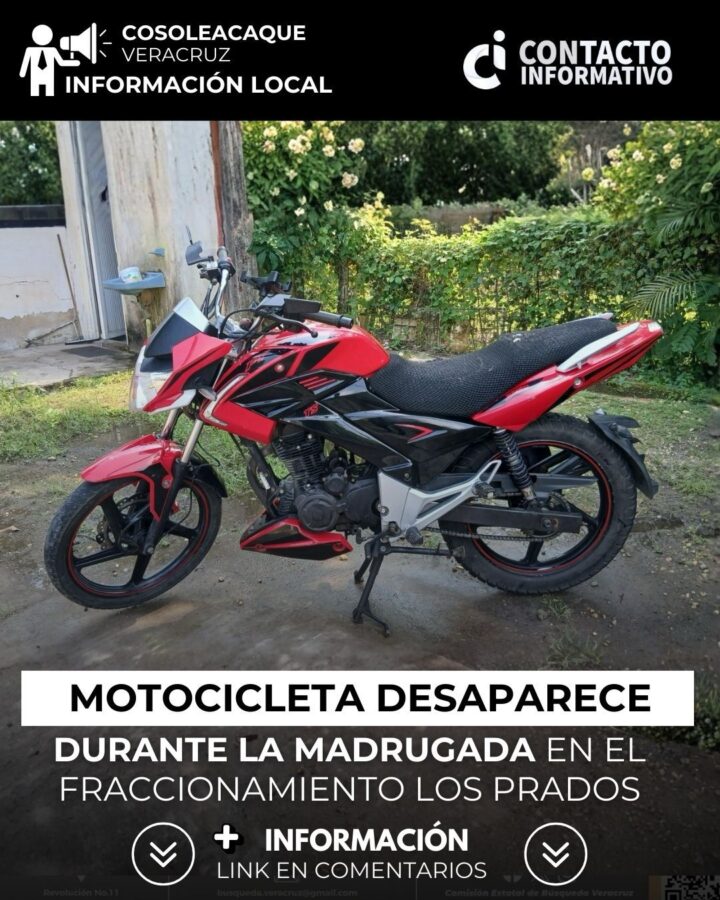Motocicleta desaparece durante la madrugada en el fraccionamiento Los Prados