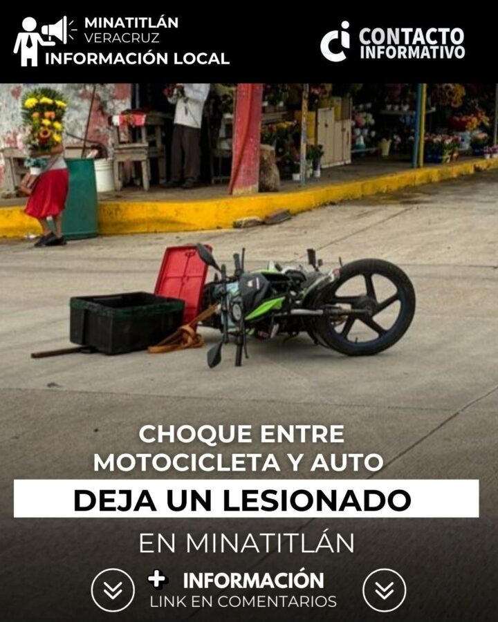 Choque entre moto y auto deja un lesionado cerca del panteón Hidalgo