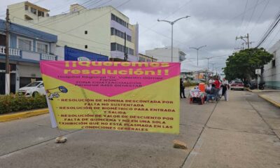 Segundo día de protesta de personal de enfermería del IMSS-Bienestar en Coatzacoalcos por descuentos injustificados