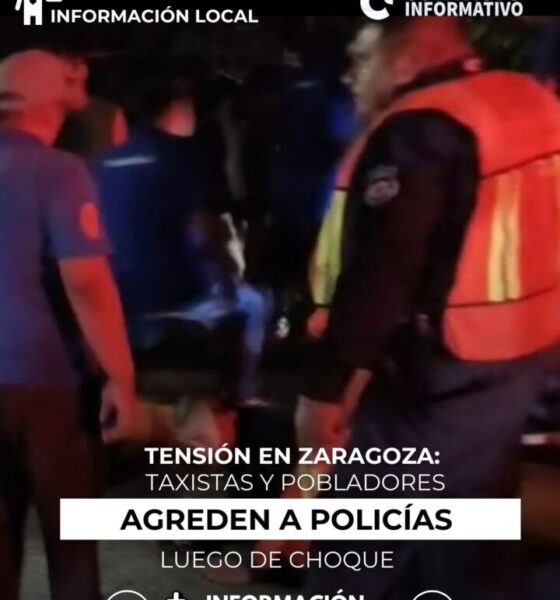 Tensión en Zaragoza: taxistas y pobladores agreden a policías luego de choque
