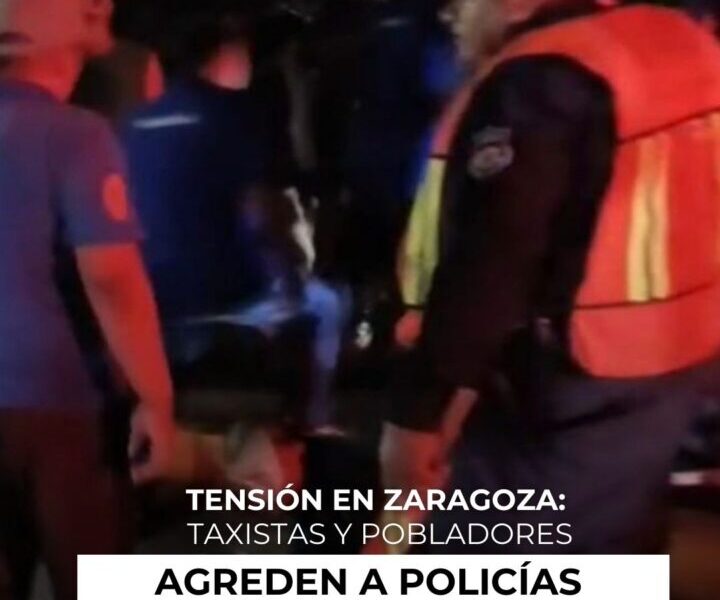Tensión en Zaragoza: taxistas y pobladores agreden a policías luego de choque