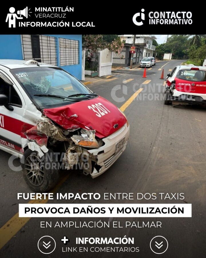 (+VIDEO) Fuerte impacto entre dos taxis provoca daños y movilización en Ampliación El Palmar