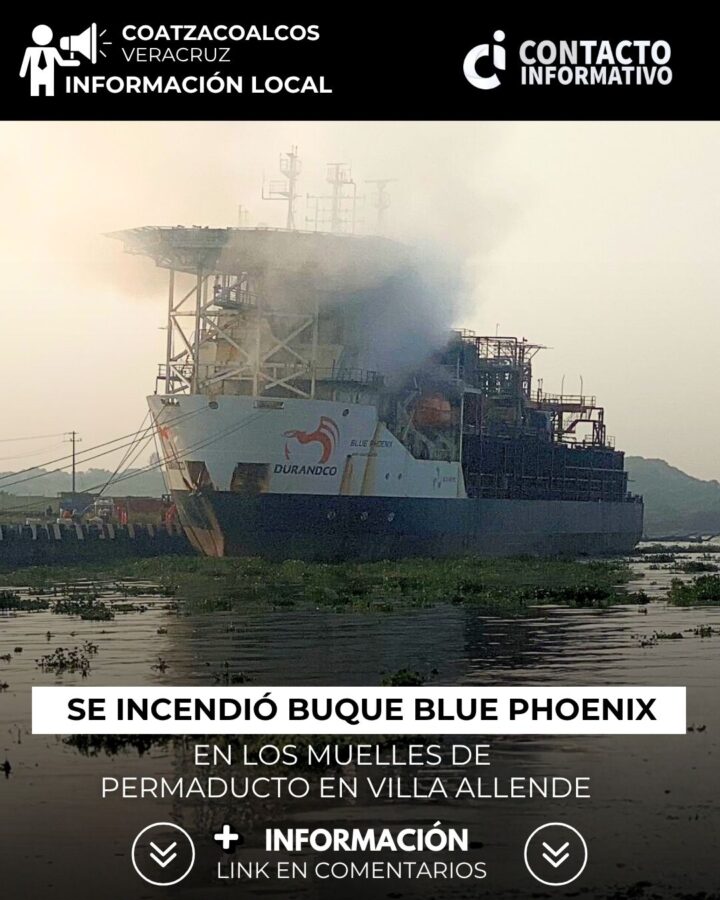 *Se incendió buque Blue Phoenix en los muelles de Permaducto en Villa Allende, labores para sofocar el fuego se han extendido más de 12 horas*
