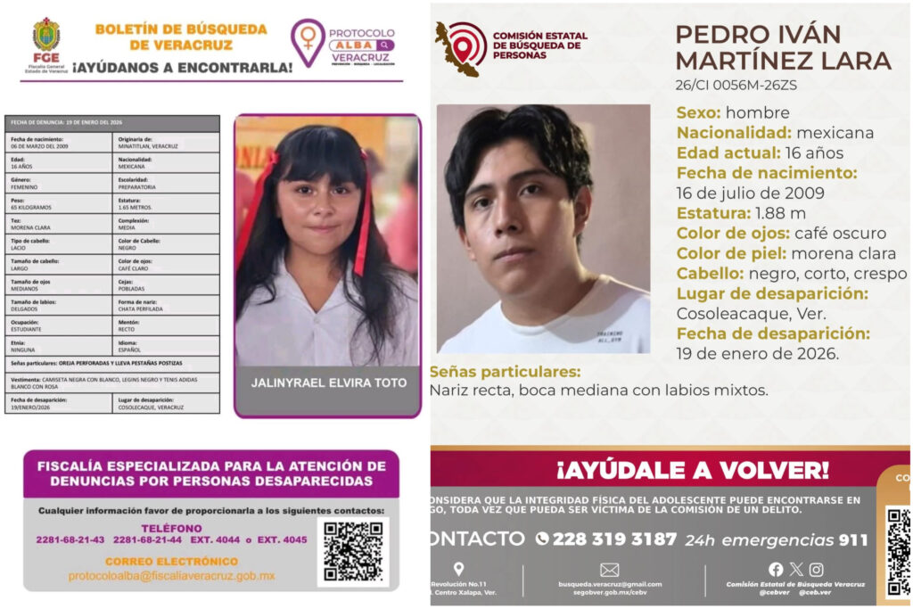 Activan búsqueda oficial por dos adolescentes desaparecidos en Cosoleacaque