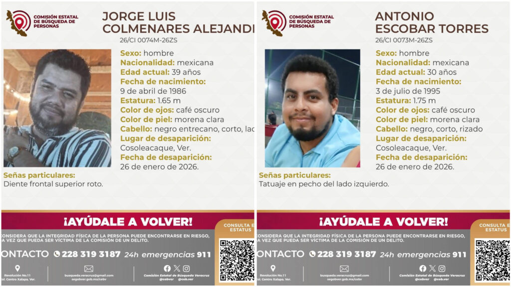 Familiares denuncian falta de avances a 72 horas de desaparición de dos personas en Cosoleacaque