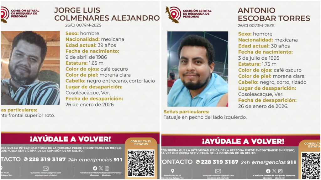 Autoridades activan búsqueda de dos hombres no localizados en Cosoleacaque