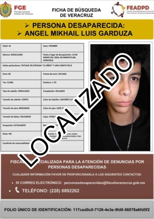 Concluye búsqueda de adolescente en Minatitlán; regresa a casa sin complicaciones