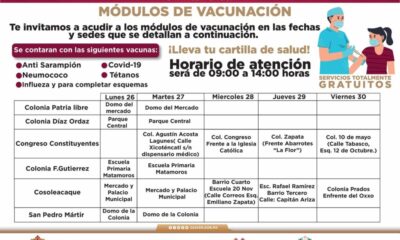 Jornada de vacunación en diferentes puntos de #Cosoleacaque del 26 al 30 de enero