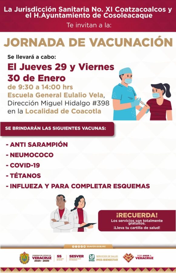 Apertura de módulos de vacunación en el Naranjito y la localidad de Coacotla