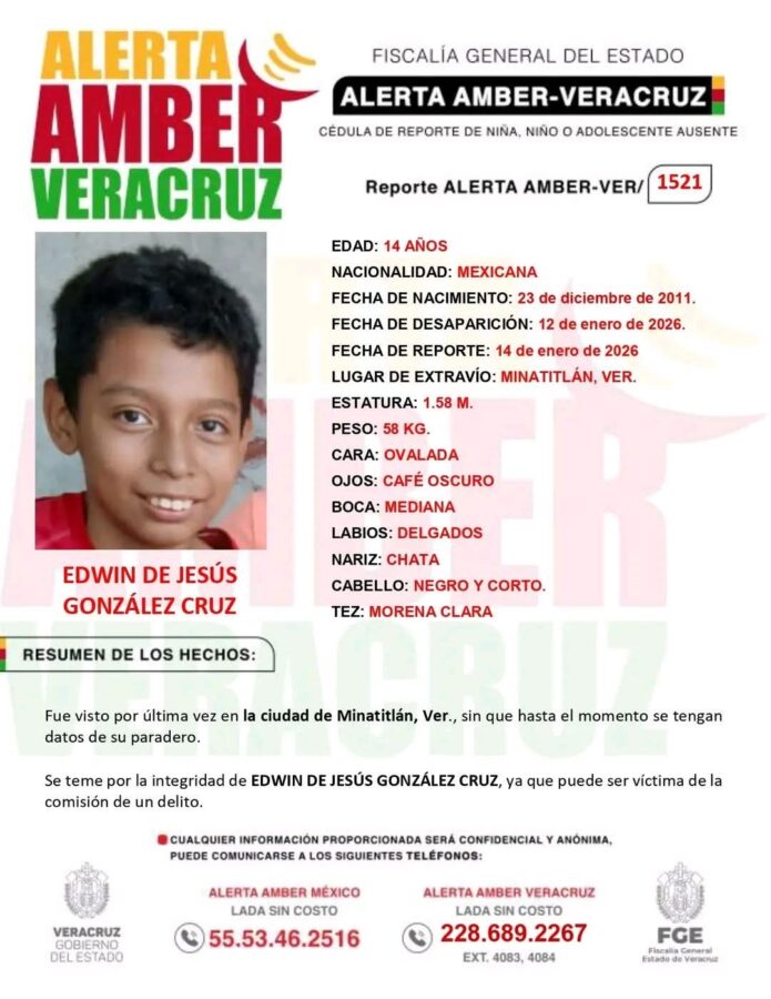 Activan alerta amber por menor desaparecido tras motín en anexo de Minatitlán, Ver.