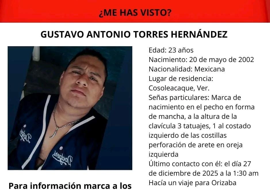 Se intensifica la búsqueda de joven desaparecido originario de Cosoleacaque tras viaje a Orizaba