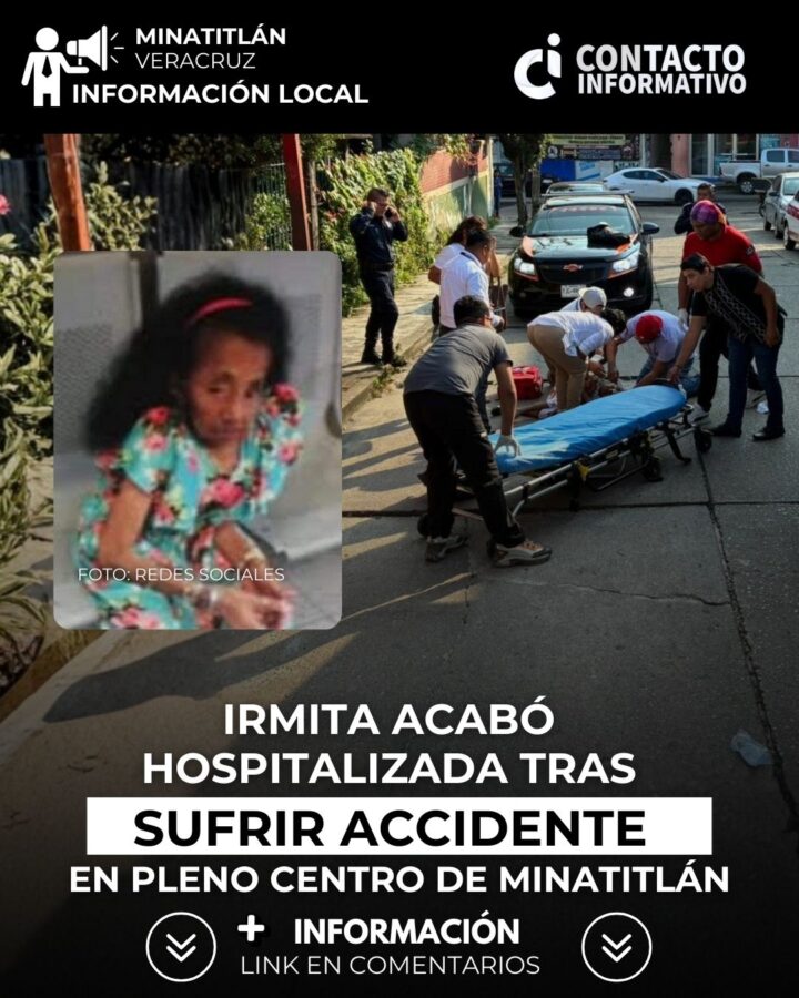 (+VIDEO) Irmita acabó hospitalizada tras sufrir accidente en pleno Centro de Minatitlán
