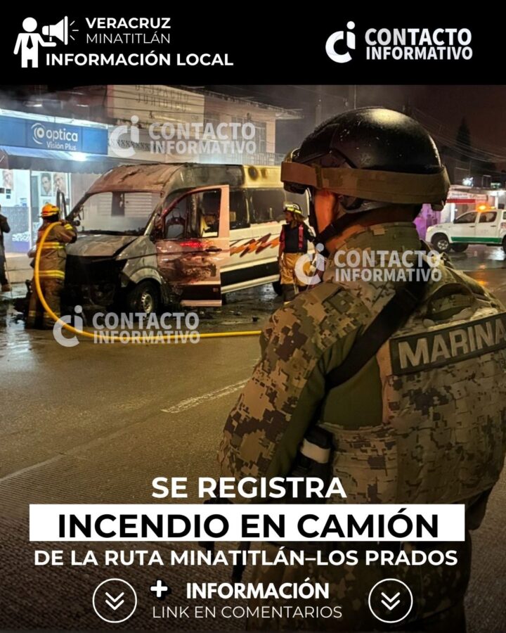 (+VIDEO) Se registra incendio en camión de la ruta Minatitlán–Los Prados