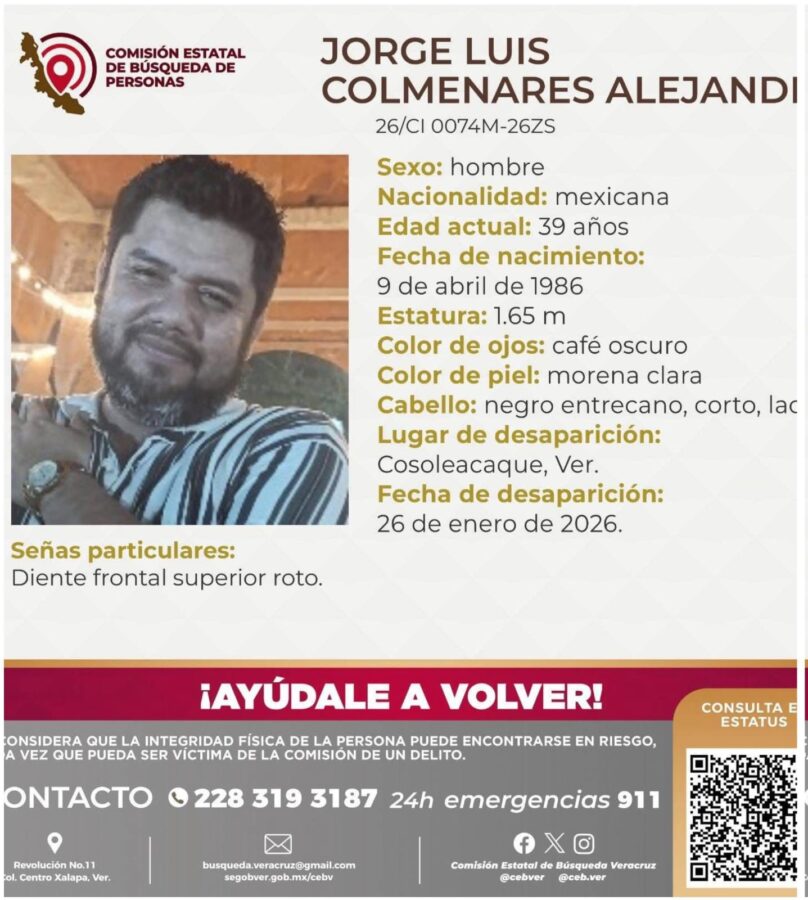 Familia pide intensificar la búsqueda de emprendedor desaparecido en Cosoleacaque