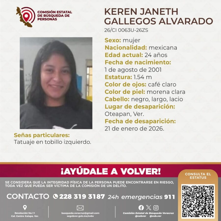 Familia busca a joven desaparecida tras ser sacada de su vivienda en Oteapan, Ver.