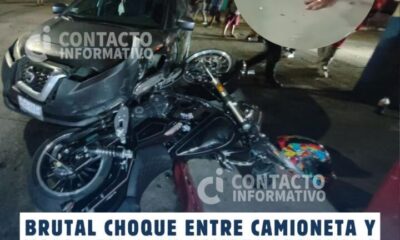 (+VIDEO) Brutal choque entre camioneta y moto deja a un hombre lesionado; presunto responsable manejaba ebrio