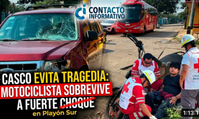 (+VIDEO) Casco evita tragedia: motociclista sobrevive a fuerte choque en Playón Sur