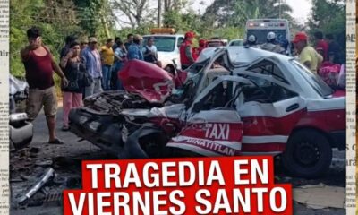Tragedia en Viernes Santo: sube a tres el número de víctimas por choque frontal entre taxi de Minatitlán y camioneta, en camino Chinameca a Taller Viejo