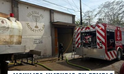 Moviliza incendio en templo de la colonia El Palmar; todo quedó en daños materiales