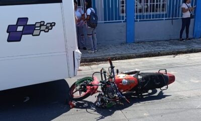 Choque entre moto y camión deja dos lesionados en la Insurgentes Norte