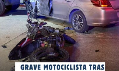 Grave motociclista tras violento choque contra auto en la colonia Insurgentes Norte en Minatitlán