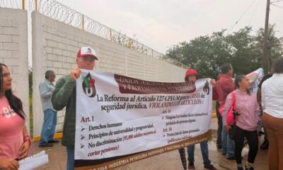 Petroleros jubilados exigen a la presidenta Claudia Sheinbaum respeto a sus pensiones y mejoras en salud