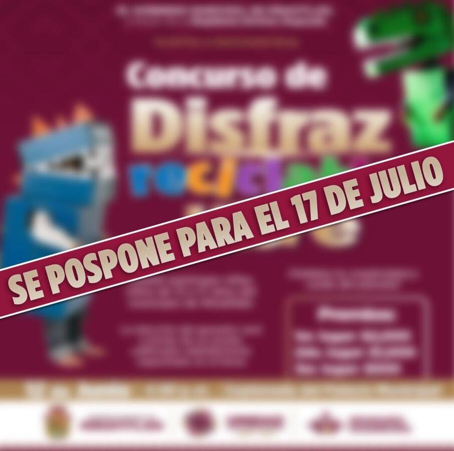 El Gobierno Municipal de Minatitlán informa a la ciudadanía que el Concurso de Disfraz Reciclable Libre ha sido reprogramado.