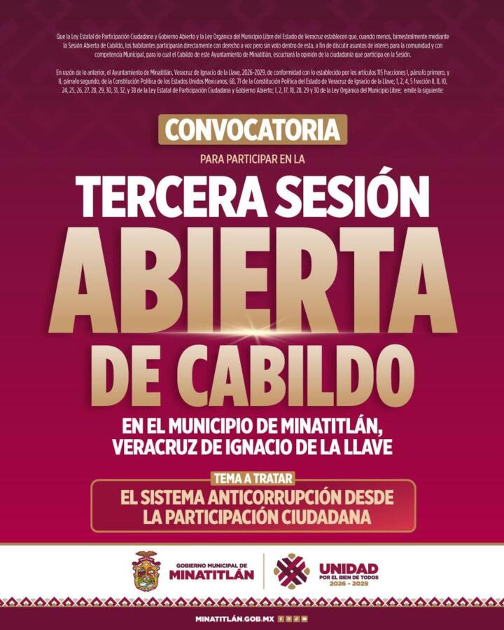 ¡Participa en la Tercera Sesión Abierta de Cabildo!