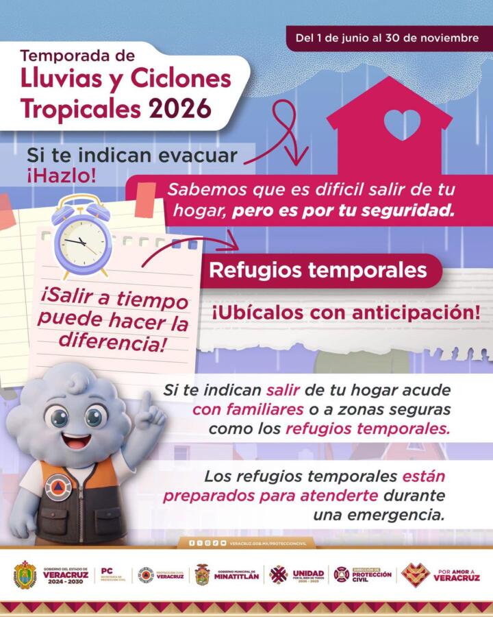 🌧️ Si las autoridades te indican evacuar, hazlo a tiempo.