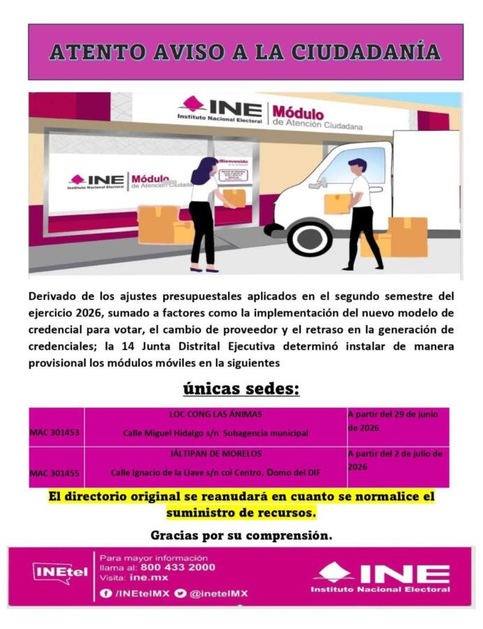 INE cambia temporalmente la ubicación de módulos en el sur de Veracruz; consulta dónde realizar tu trámite