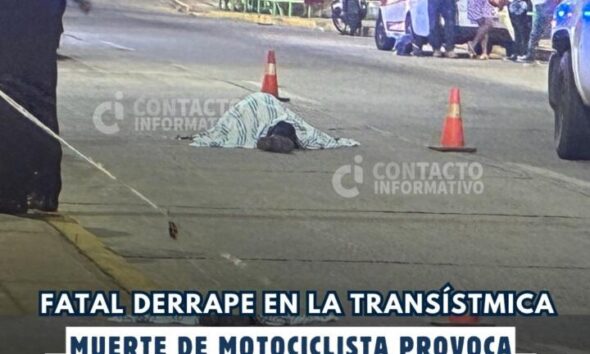 Fatal derrape en la Transístmica; muerte de motociclista provoca bloqueo y reclamos por tráileres en Cosoleacaque, Ver.