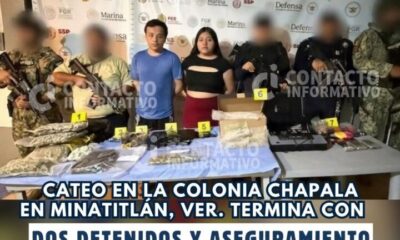 Cateo en la colonia chapala termina con dos detenidos y aseguramiento de presunta droga en Minatitlán, ver.