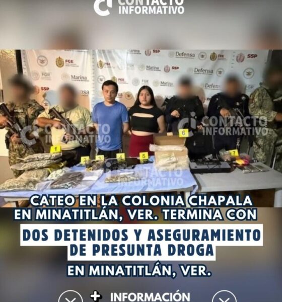 Cateo en la colonia chapala termina con dos detenidos y aseguramiento de presunta droga en Minatitlán, ver.