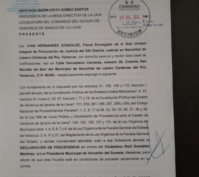 Comisiones del Congreso dan luz verde al procedimiento de desafuero contra alcalde de Ixhuatlán del Sureste