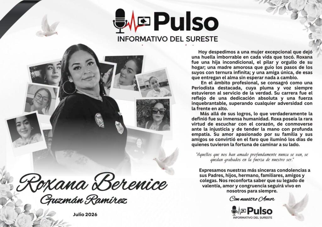Confirman homicidio de la periodista Roxana Berenice Guzmán; colaboradores la despiden con emotivo mensaje
