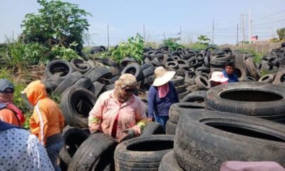 Más de mil 300 llantas en desuso son enviadas a reciclaje para reducir contaminación en Coatzacoalcos