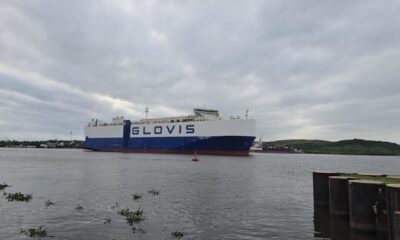 Arriba a Coatzacoalcos el buque Glovis Cougar para exportar 3 mil vehículos Hyundai hacia Estados Unidos