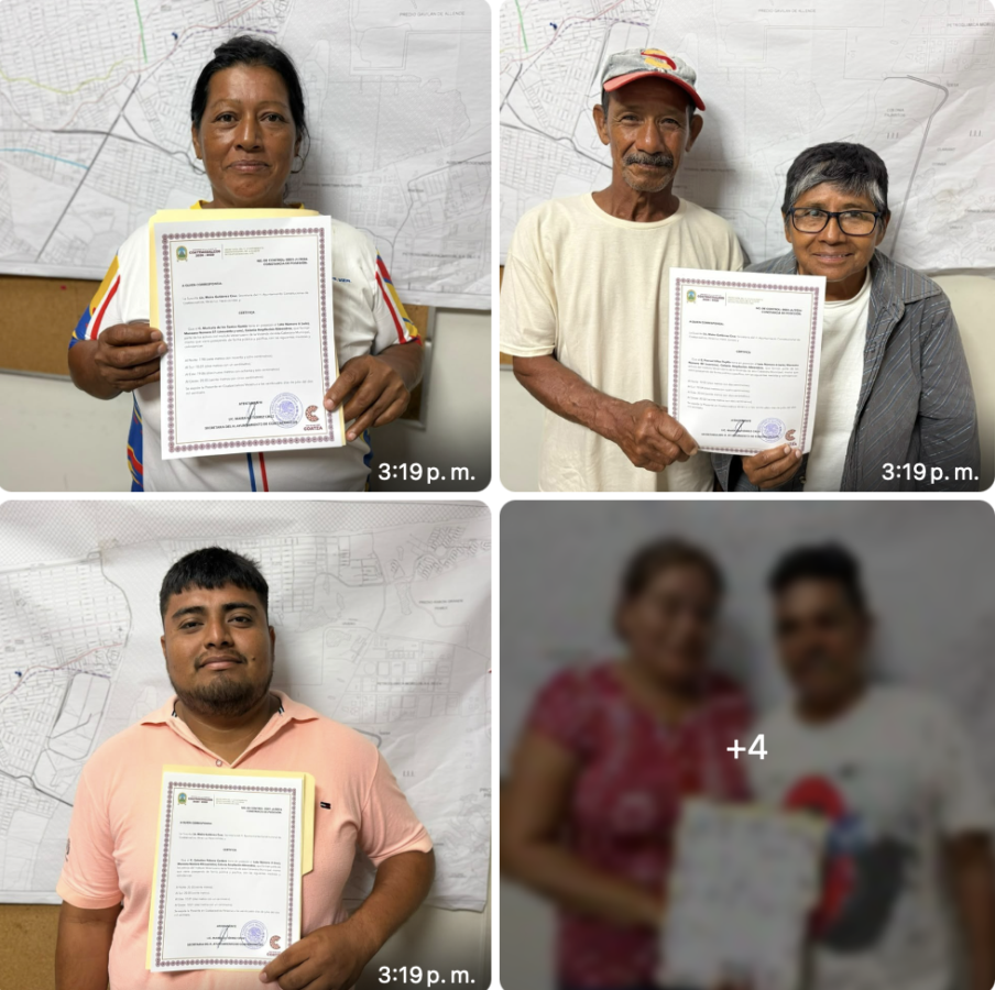 Seis familias reciben derechos de posesión de sus nuevos terrenos en Los Almendros