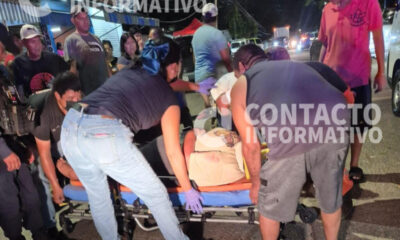 Derrapa en plena avenida y termina hospitalizada; moviliza a cuerpos de emergencia en Minatitlán