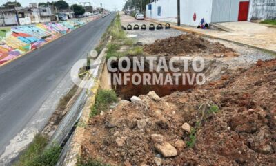 Comienzan trabajos para reparar socavón del bulevar Instituto Tecnológico; circulación seguirá cerrada en la parte alta