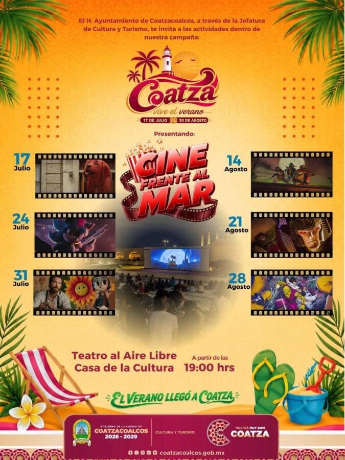 Continúa Coatza Vive el Verano 2026 con cine al aire libre, actividades lúdicas y exposición artística